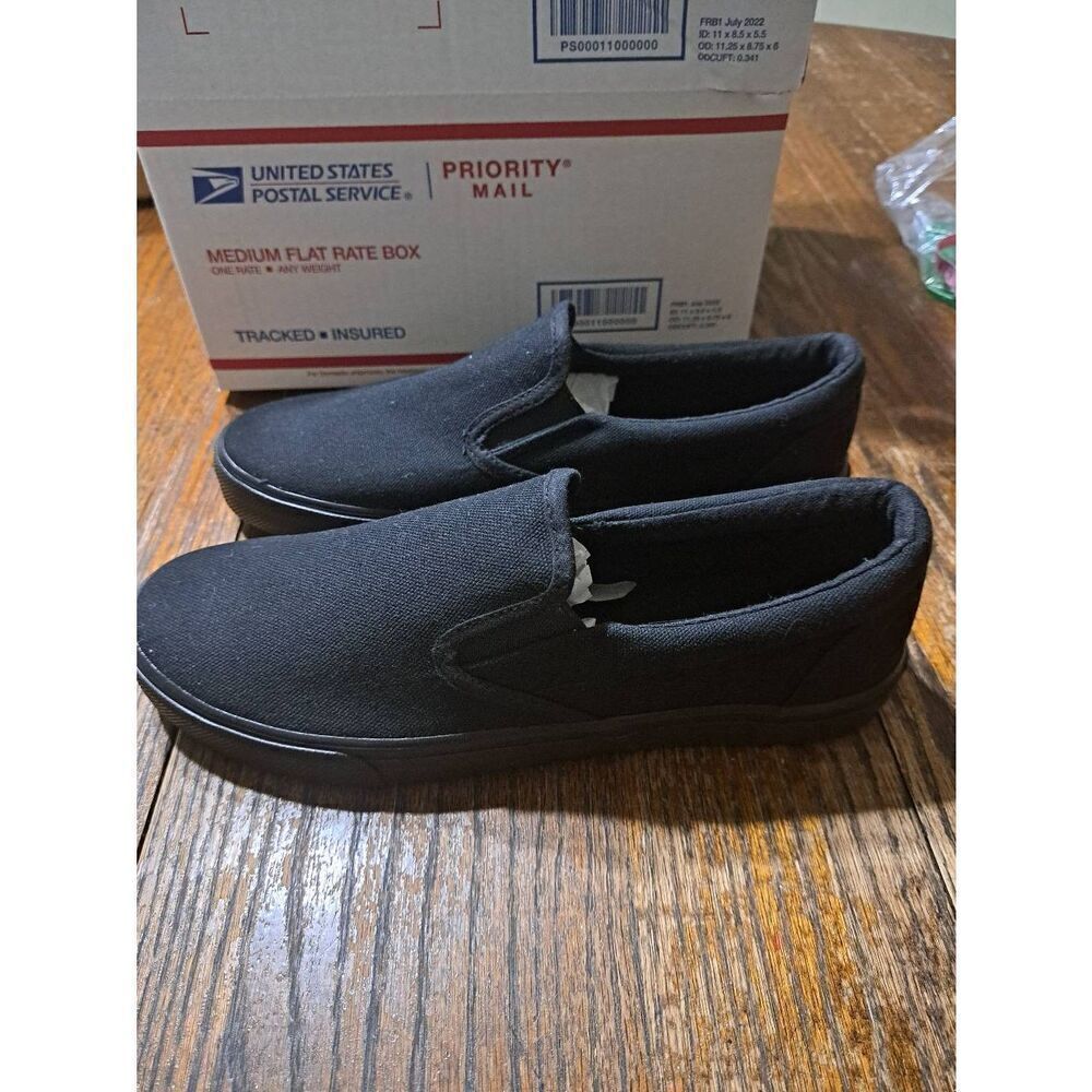 New 10.5 Leinier Black Canvas Shoes Slip On Fashion Sneaker Skater Casual Shoes